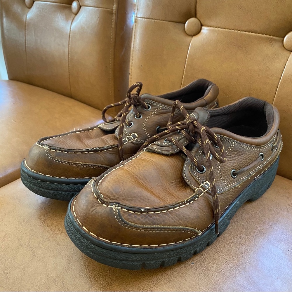 High Sierra Brown Leather Stitch Lace Up Shoe | 12